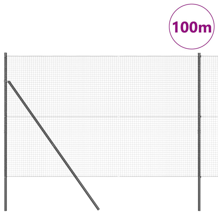 Svejsenet Hegn med 7 Pæle Grå 1,4x50 m Stål