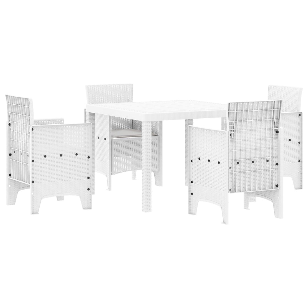 5 Delt Have Spisesæt med Puder Hvid Poly Rattan
