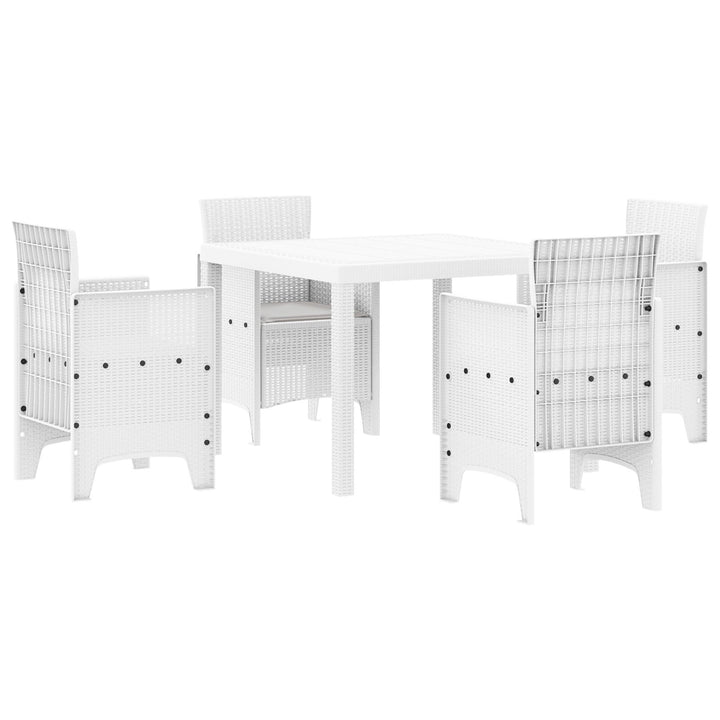 5 Delt Have Spisesæt med Puder Hvid Poly Rattan