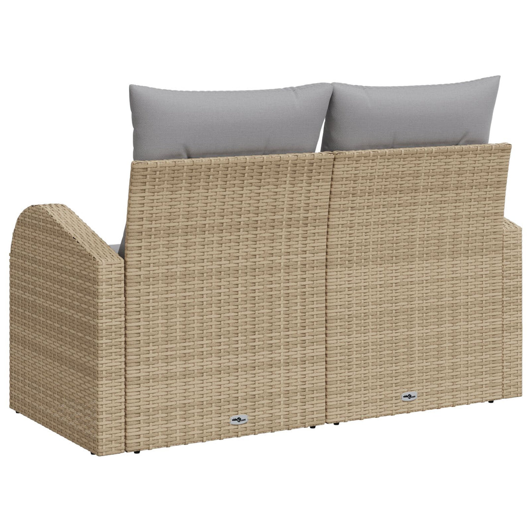 2-personers Have Sofa med Hynder Beige Poly Rattan