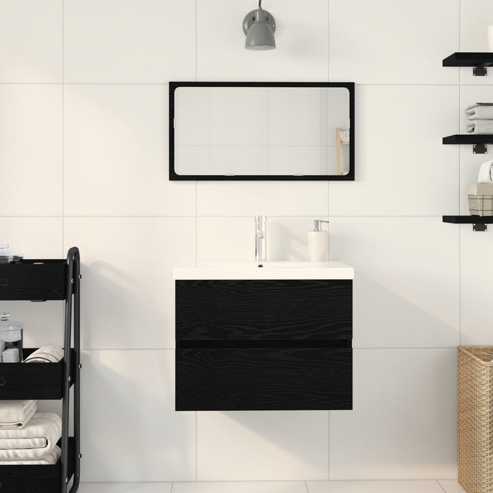 vaskeskab med indbygget bækken sort egetræ konstrueret træ, vidaXL vaskeskab sort egetræ 60x38,5x45 cm konstrueret træ