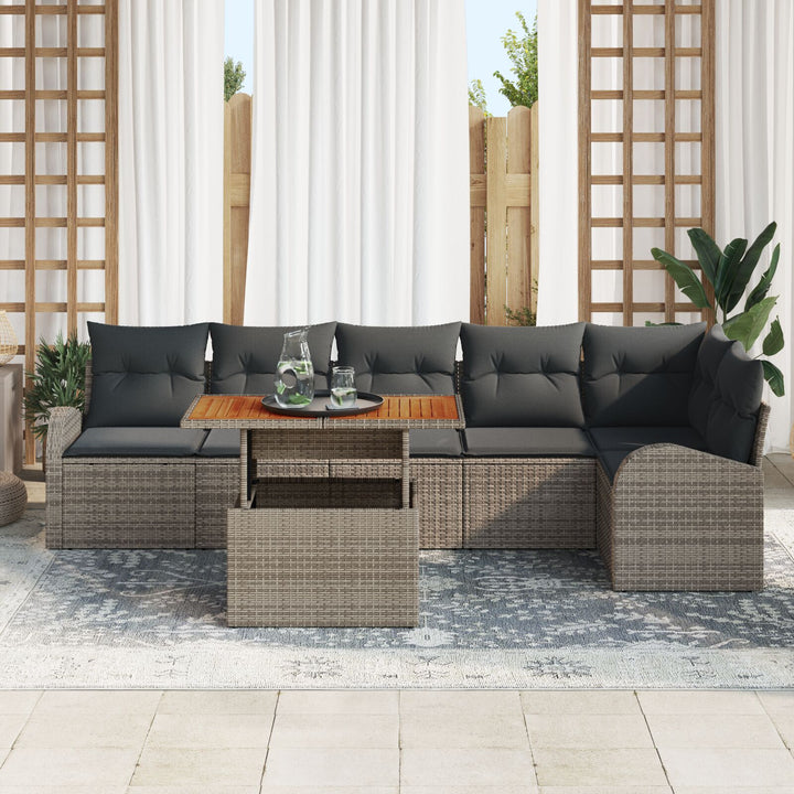 Havemøbel Sofa Sæt Sæt med 7 Grå Poly Rattan