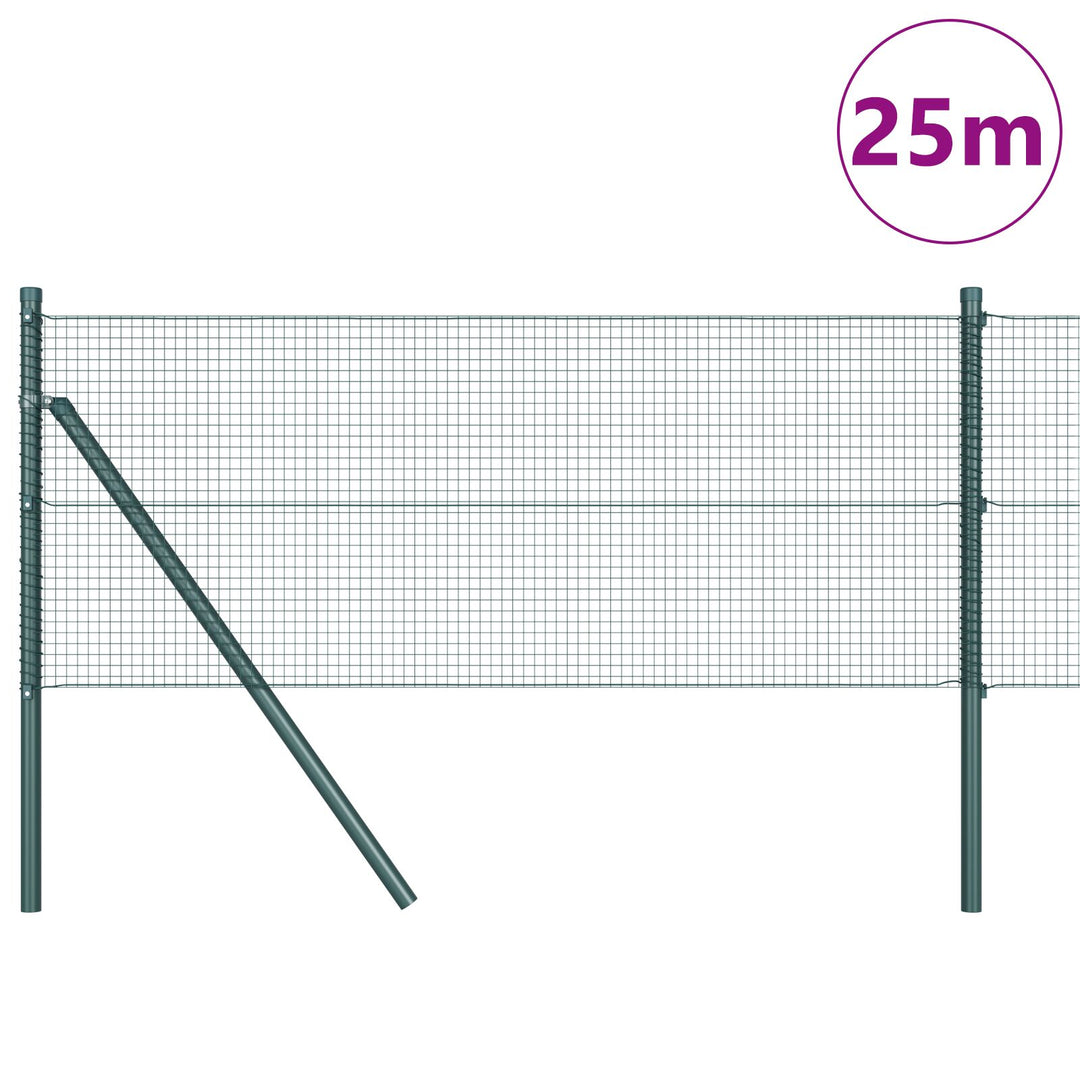 Hegn Stolpe Sæt Sæt af 2 Grøn Metal 25 x 0.5 m Stærk