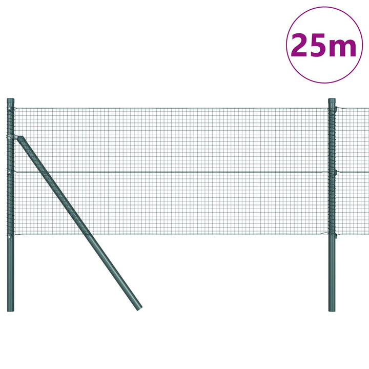 Hegn Stolpe Sæt Sæt af 2 Grøn Metal 25 x 0.5 m Stærk