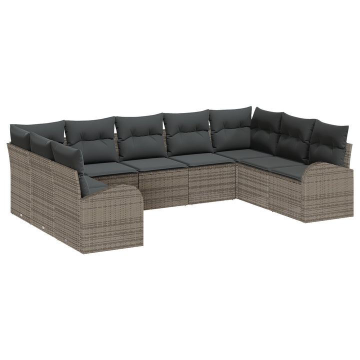 Have Sofa Sæt Sæt af 9 Grå Rattan, Polyester Have Sofa Sæt