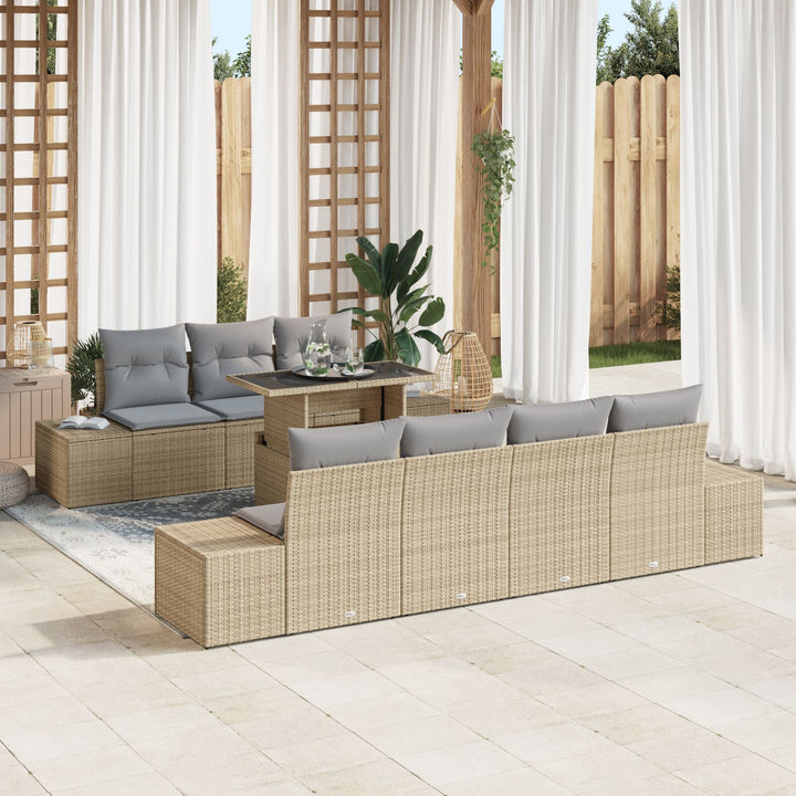 Havesofa sæt 8 delt Beige Rattan 8-delt havesofa sæt