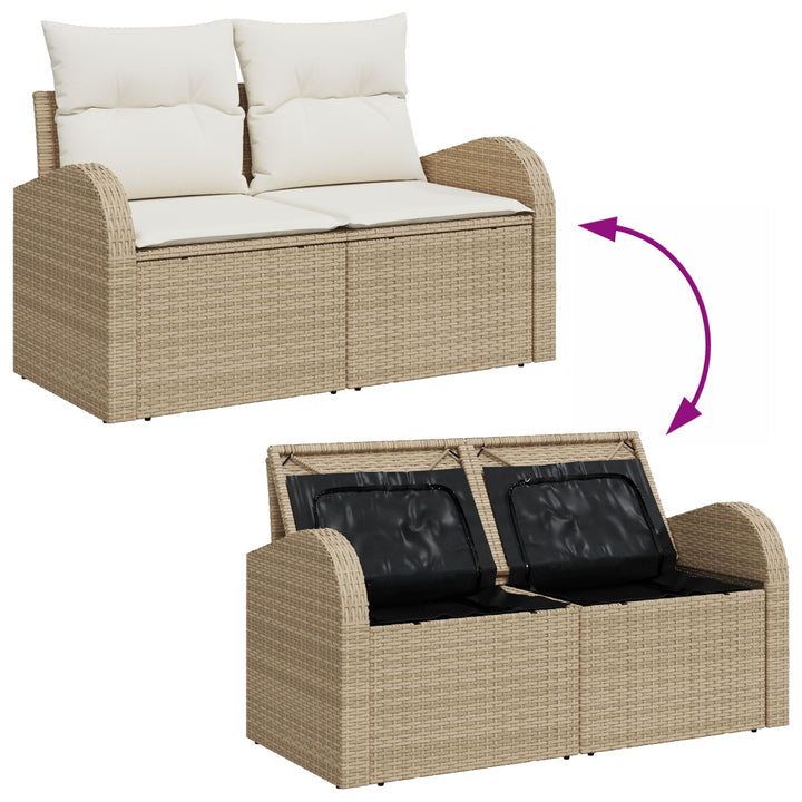 2-personers have sofa med opbevaring & puder beige poly rattan