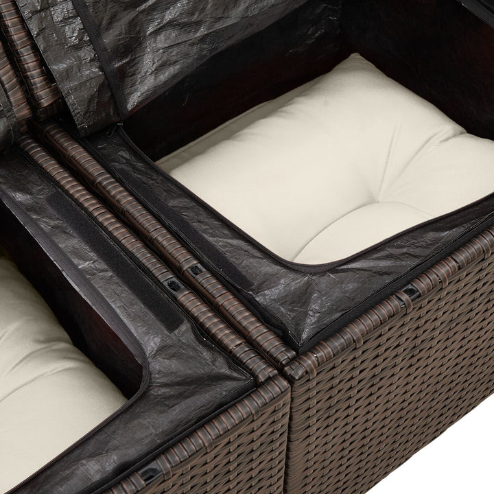 Havesofa Sæt 6 Deler Brun Poly Rattan Havesofa Sæt Rektangulær