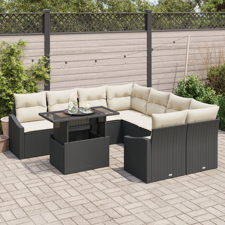 Havemøbel Sæt 9 Delers Beige, Brun Rattan, Polyester, Stål