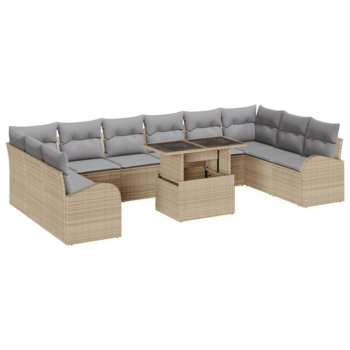 11-delte havesofa sæt med puder beige poly rattan