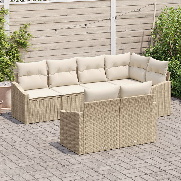 Have Sofa Sæt Sæt af 7 Beige Resin Rattan Have Sofa Sæt