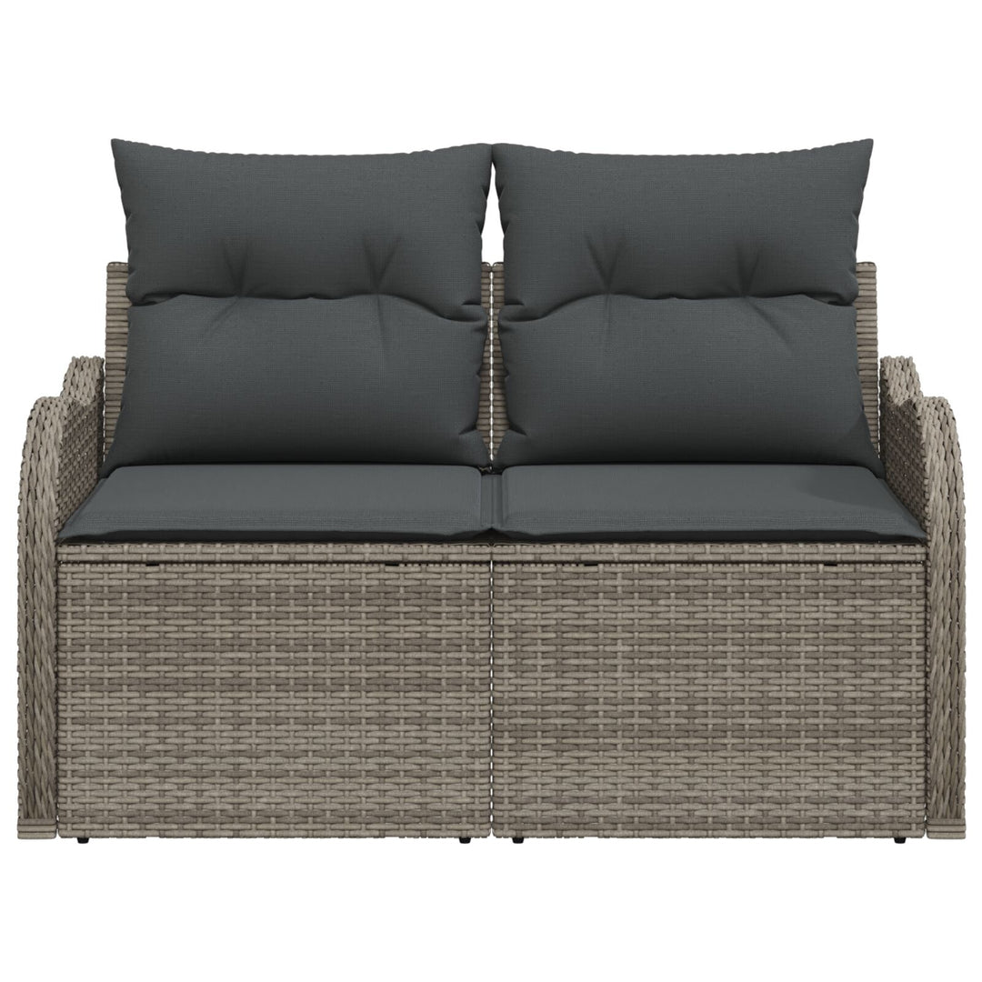 2-personers have sofa med opbevaring og puder grå poly rattan