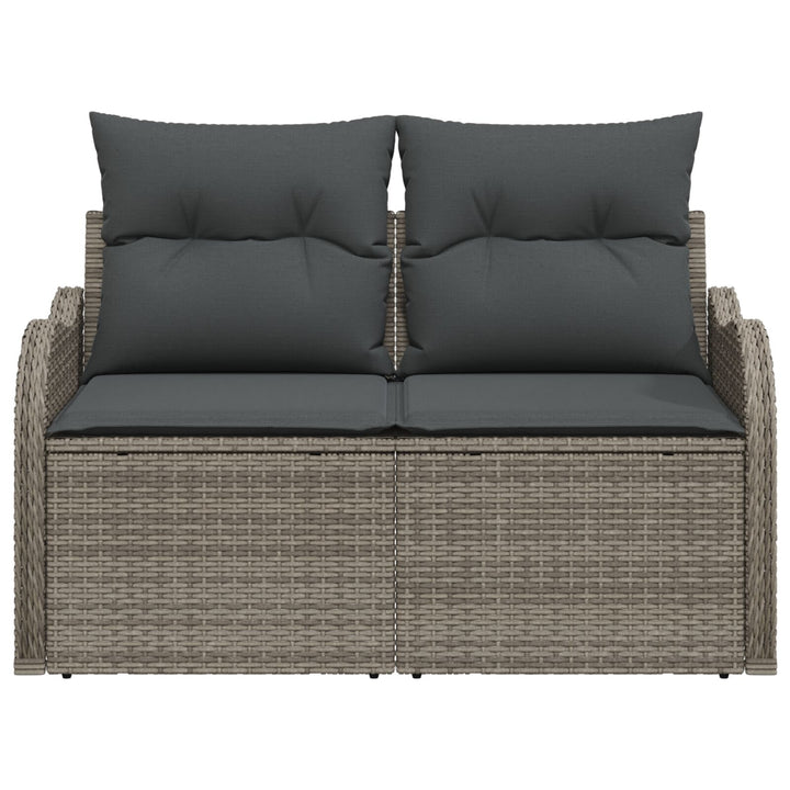 2-personers have sofa med opbevaring og puder grå poly rattan