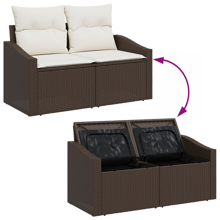 Havesofa Sæt 6 Deler Brun Poly Rattan Havesofa Sæt Rektangulær