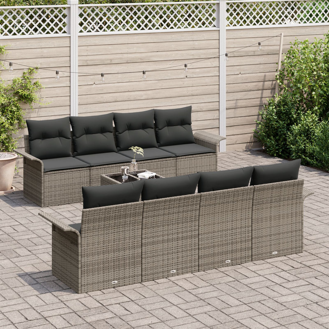 Have Sofa Sæt 7 Stk Grå Rattan, Polyester