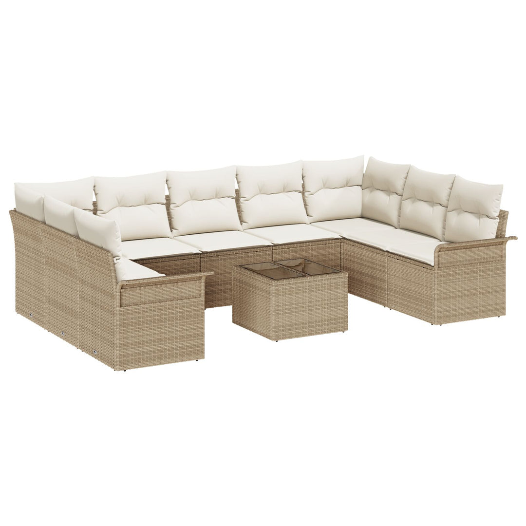 10 Delers Have Sofa Sæt med Puder Brun Poly Rattan