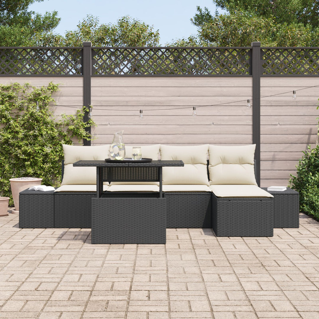 Have Sofa Sæt 6 dele Sort Syntetisk rattan, Polyester
