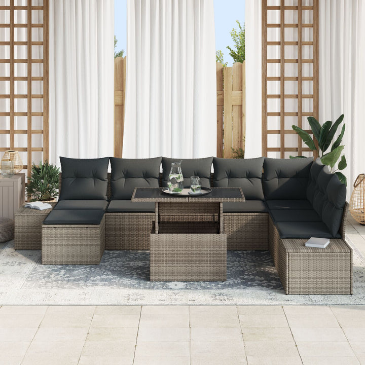 Have Sofa Sæt 9 dele Grå Poly Rattan Hjørnesofa til Haven