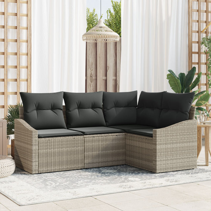 Havens Sofa Sæt 4-dele Beige, Sort Rattan Hjørnesofa