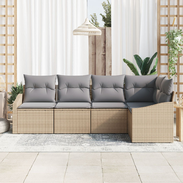 havemøbel sæt Sæt af 5 Beige Rattan Udendørs sofa Andet