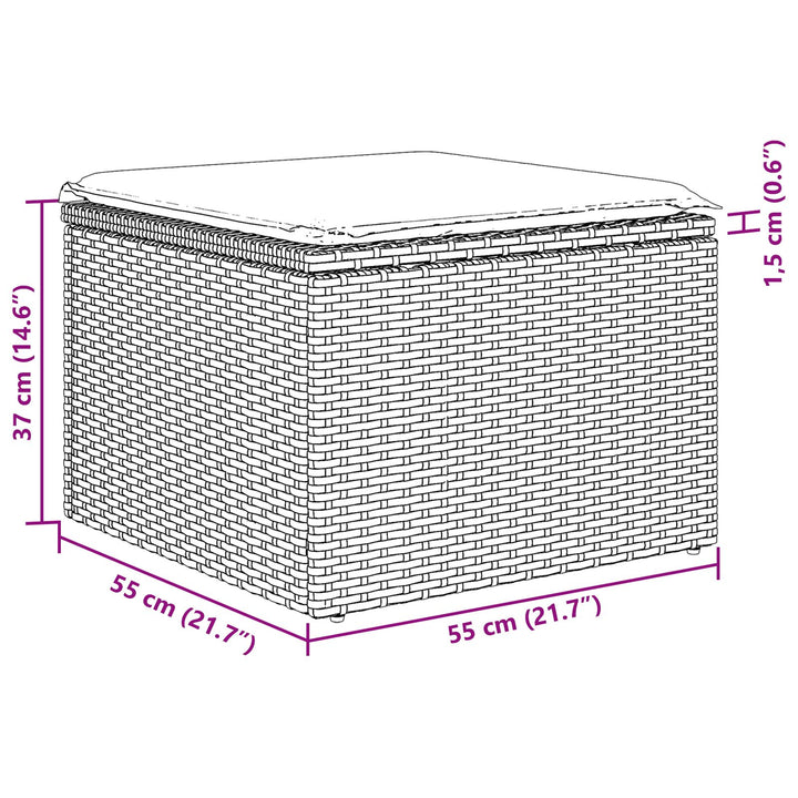 Have Sofa Sæt Sæt af 7 Grå Rattan, Polyester puder Have Sofa