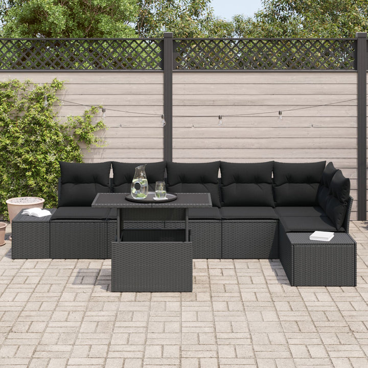 havemøbel sæt 7-delt Kulsort Rattan, polyester