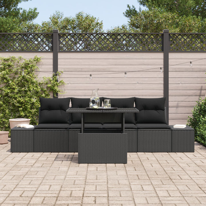 Have Sofa Sæt Sæt af 5 Sort Rattan Udendørs Sofa Sæt