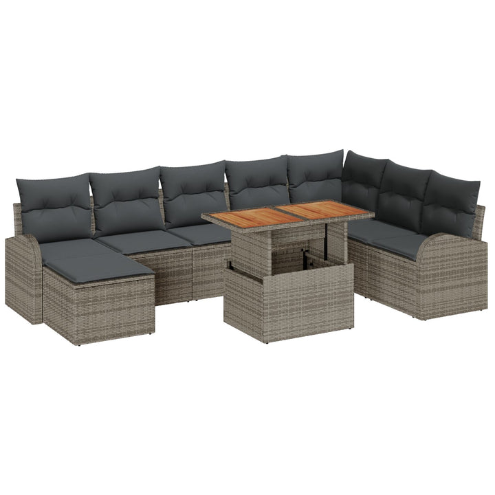 Have Sofa Sæt Sæt af 9 Grå Rattan, Polyester, Stål Have Sofa