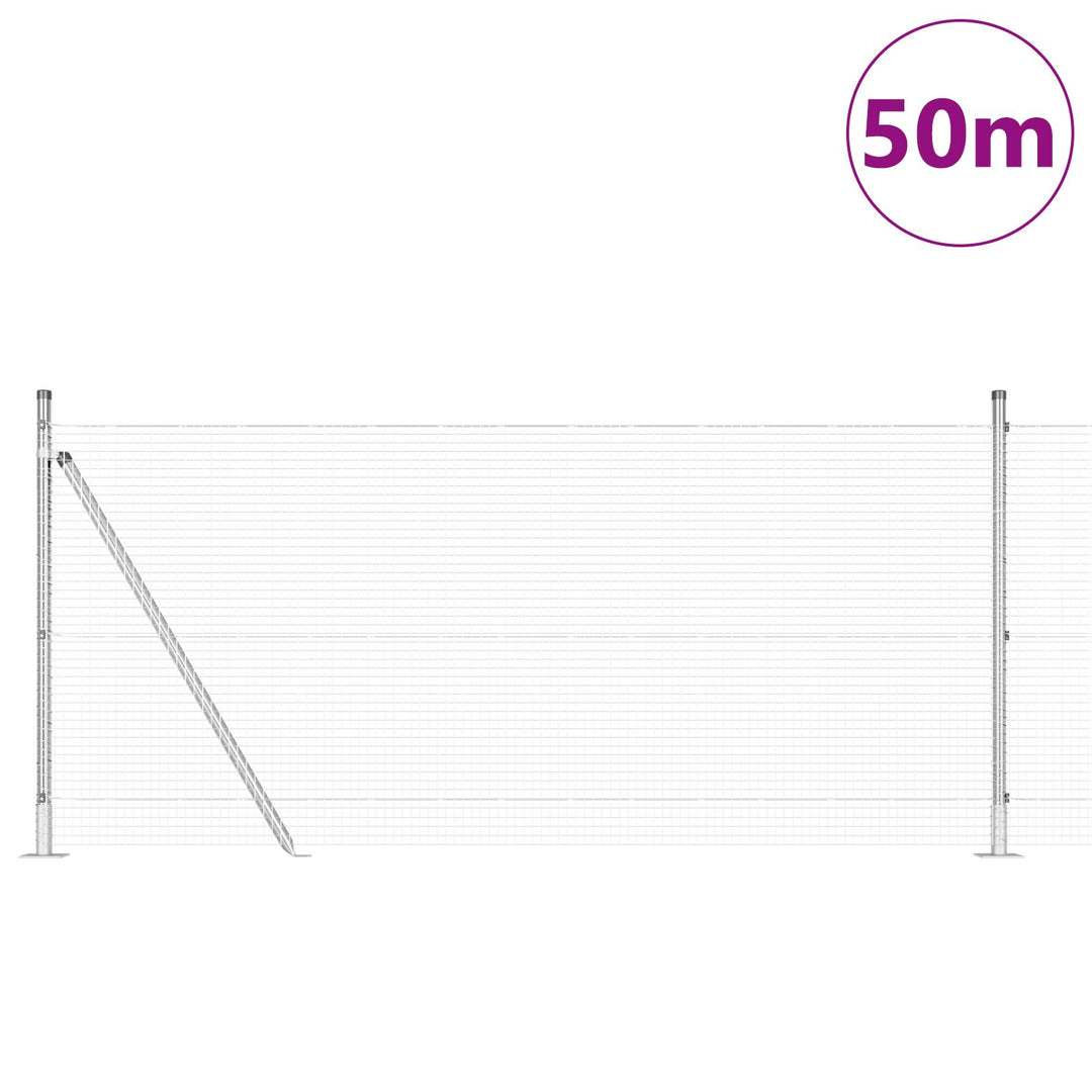 Welded Wire Fence med 13 Flanged Stolper 0.8x50 m Galvaniseret Stål