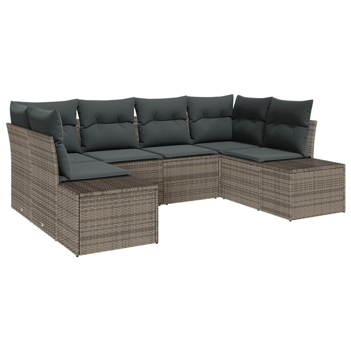 HAVE SOFA SÆT 6 dele Grå Rattan Have sofa sæt Rektangulær