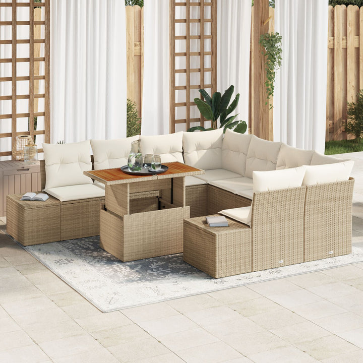 Have sofa sæt Sæt af 9 Beige Poly Rattan