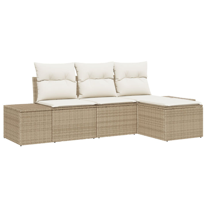 Have Sofa Sæt 4 Delte Beige og Creme Rattan, Polyester Puder