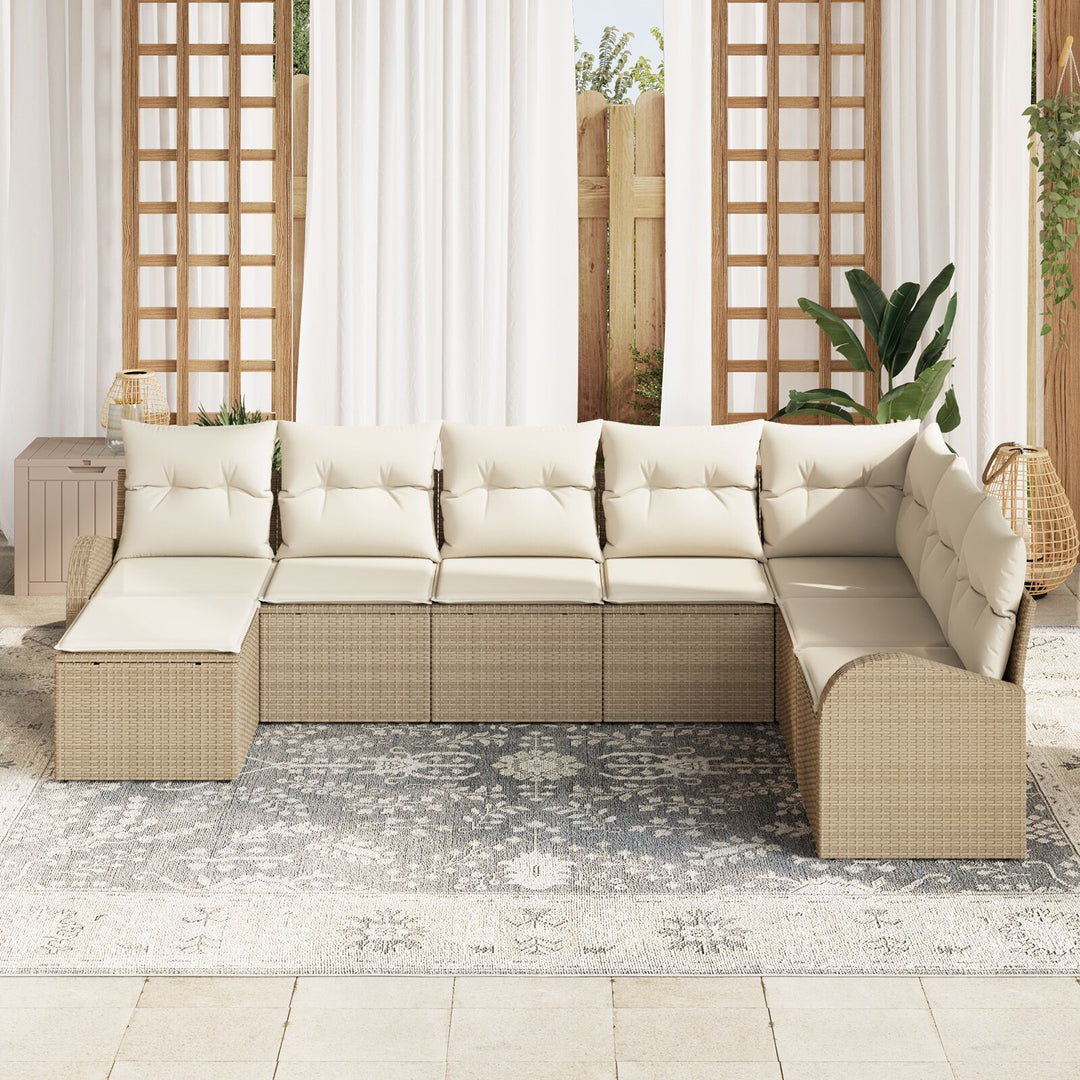 Have Sofa Sæt Sæt af 8 Beige Rattan, Polyester Have Sofa