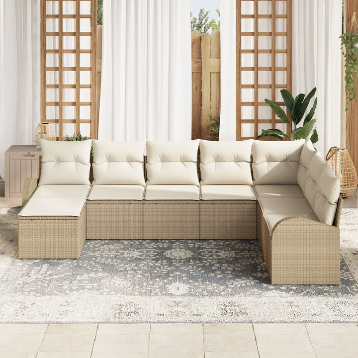 Have Sofa Sæt Sæt af 8 Beige Rattan, Polyester Have Sofa