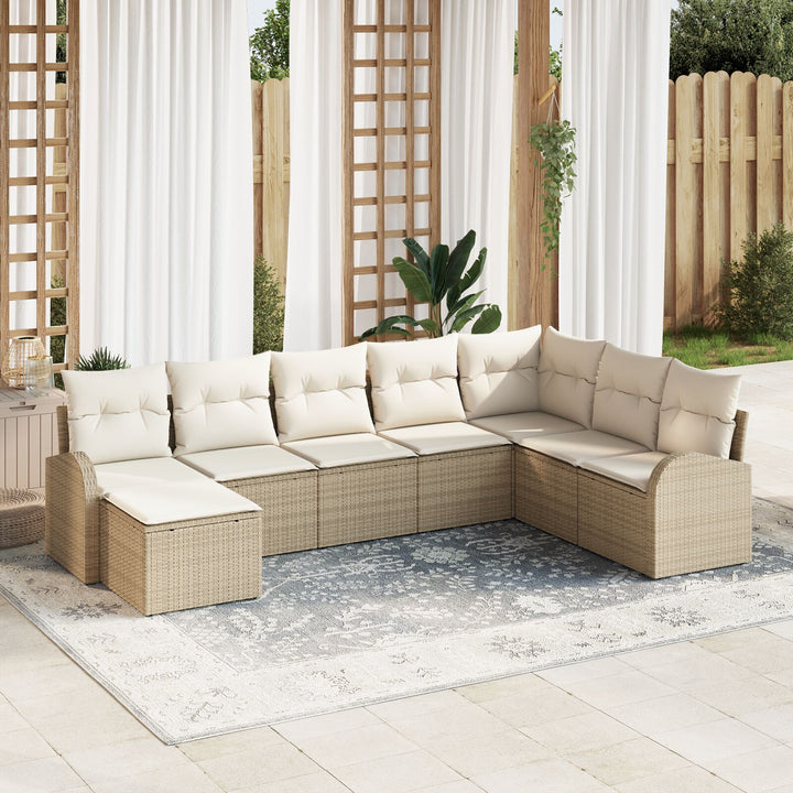 Have Sofa Sæt Sæt af 8 Beige Rattan, Polyester Have Sofa