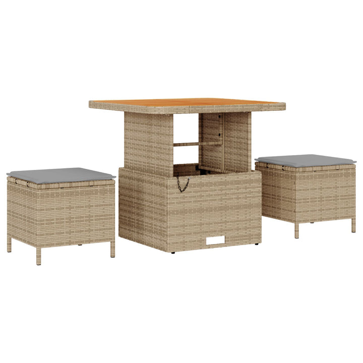 10-delt Have Sofa Sæt med Puder Beige Poly Rattan Acacia, vidaXL 2-personers Have Sofa med Puder Beige Poly Rattan, vidaXL 3-delt Have Spisesæt med Puder Beige Poly Rattan Acacia