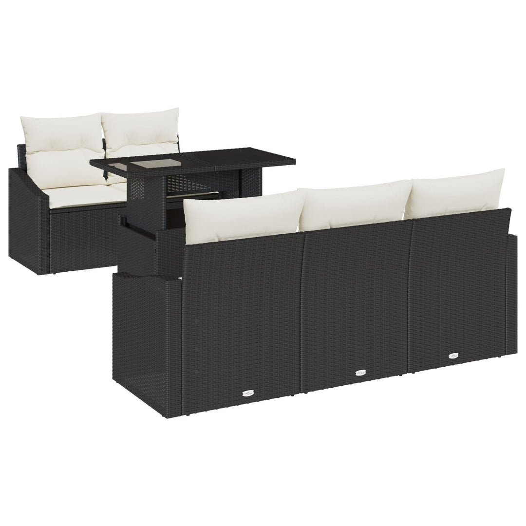 Havesofa sæt Sæt af 6 Sort og creme Rattan og polyester