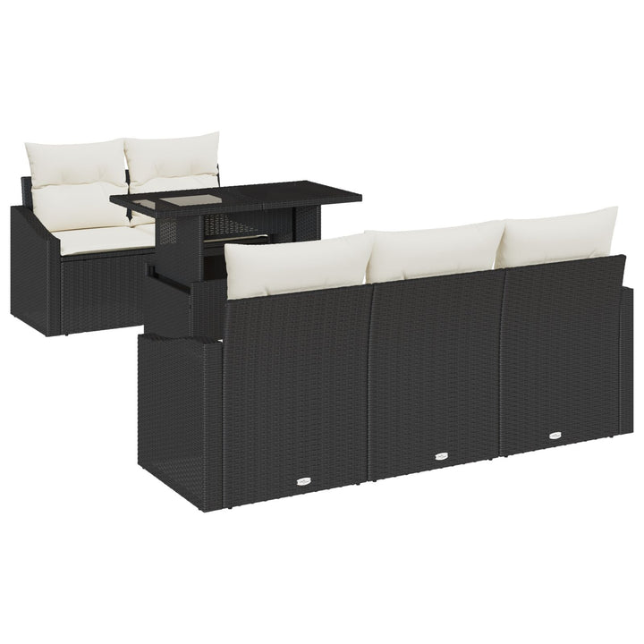 Havesofa sæt Sæt af 6 Sort og creme Rattan og polyester