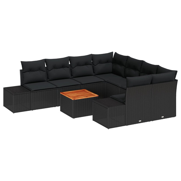 Have Sofa Sæt Sæt af 9 Sort Poly Rattan Have Sofa Sæt