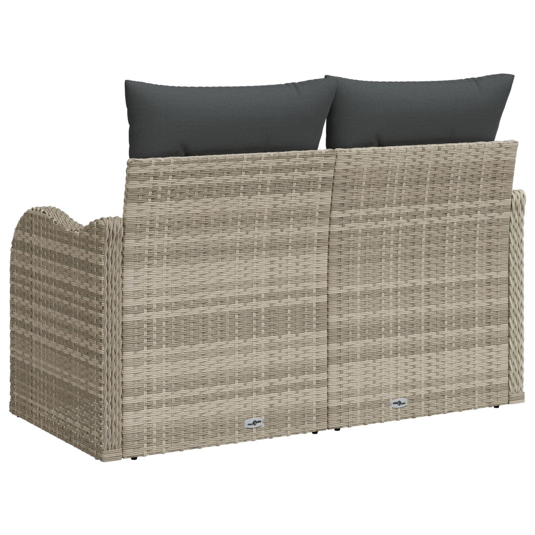 2-personers havensofa med puder lysegrå poly rattan
