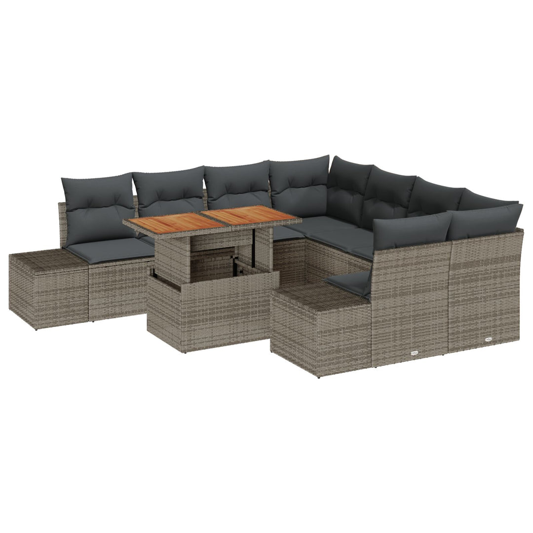 Have Sofa Sæt Sæt af 9 Grå Poly rattan Have Sofa Rektangulær