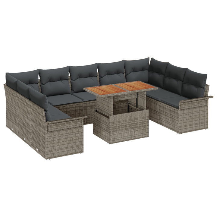 have sofa sæt 10 dele Grå Rattan, Polyester Have spisebordssæt