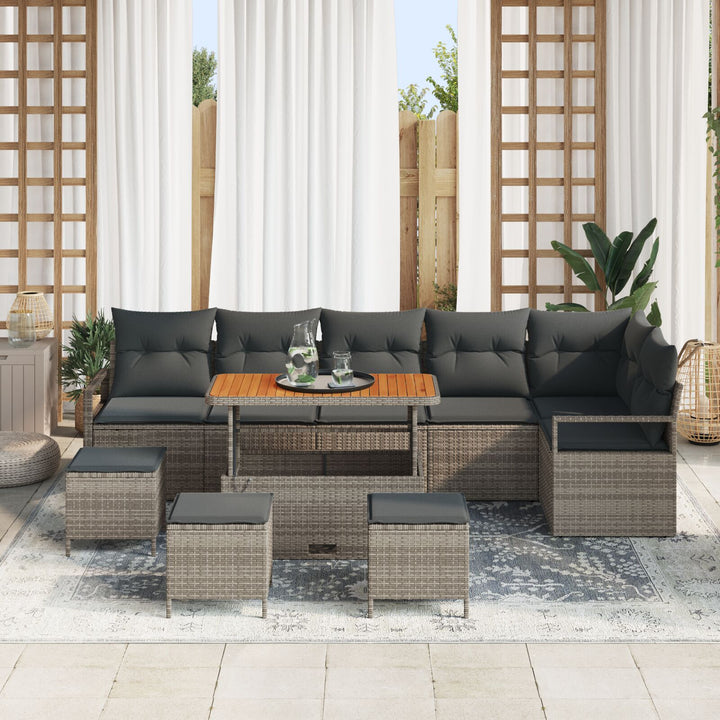 10 Stykker Havesofa Sæt med Puder Grå Poly Rattan Akacia, vidaXL 2-personers Havesofa med Opbevaring & Puder Grå Poly Rattan, vidaXL 4 Stykker Havedining Sæt med Puder Grå Poly Rattan Akacia