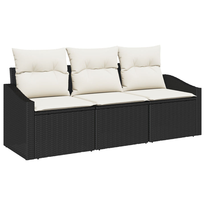 Havemøbel sæt Sæt af 3 Sort Rattan Udendørs sofa Rektangulær