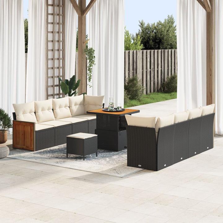 11-dels havesofa sæt med puder sort poly rattan akacia, vidaXL 2-personers havesofa med puder sort poly rattan, vidaXL 3-delt have spise sæt med puder sort poly rattan akacia