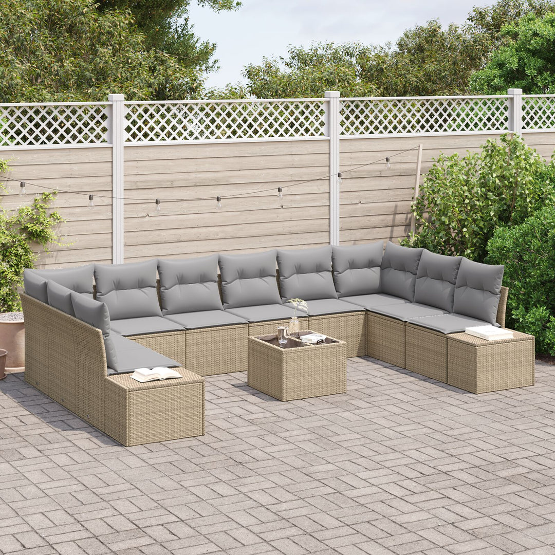 11-delt Have Sofa Sæt med Puder Sort Poly Rattan