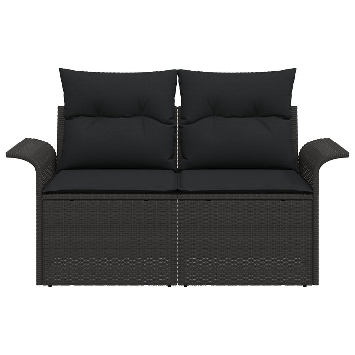 2-personers have sofa med opbevaring & puder Sort Poly Rattan