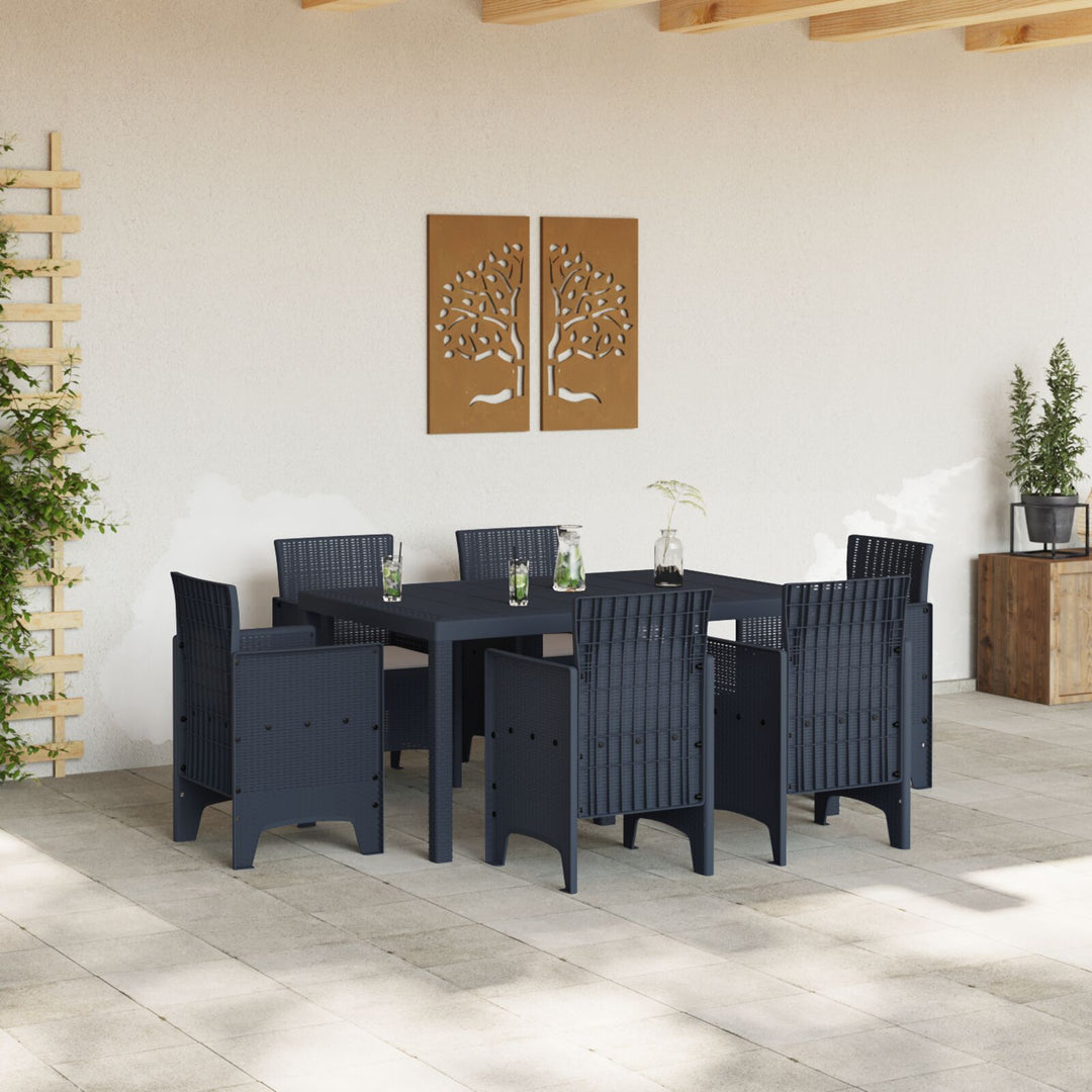 7 stk Have Spisestue med puder Antracit Poly Rattan