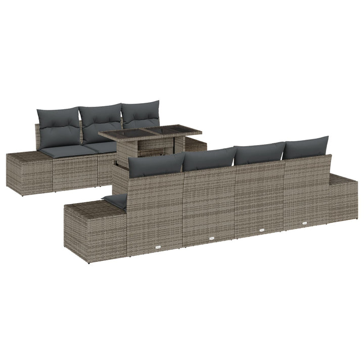 Have Sofa Sæt 8 Dele Grå, Mørk Rattan Rattan, Polyester