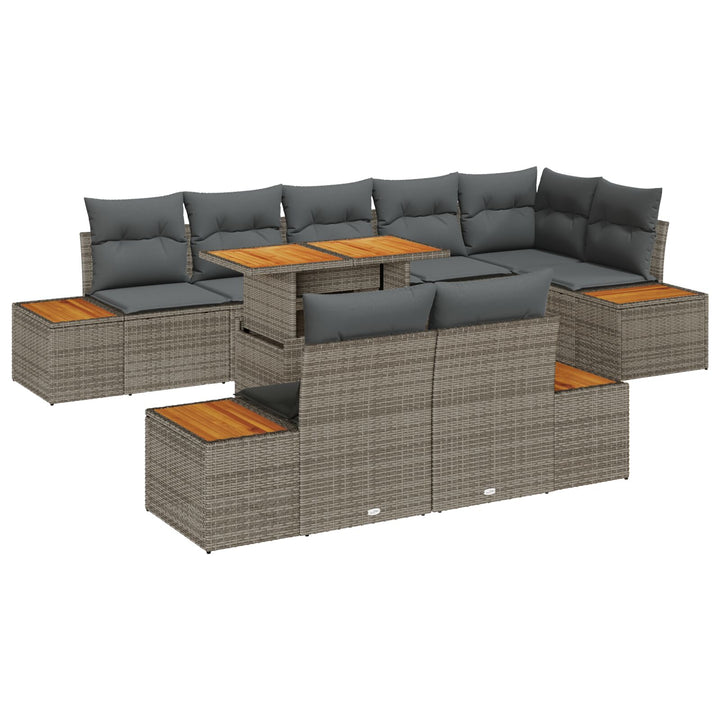 Have Sofa Sæt Sæt af 9 Grå, Naturligt Træ Poly Rattan, Stål, Træ